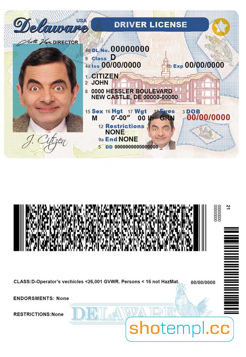 Delaware Driver License PSD Template V1